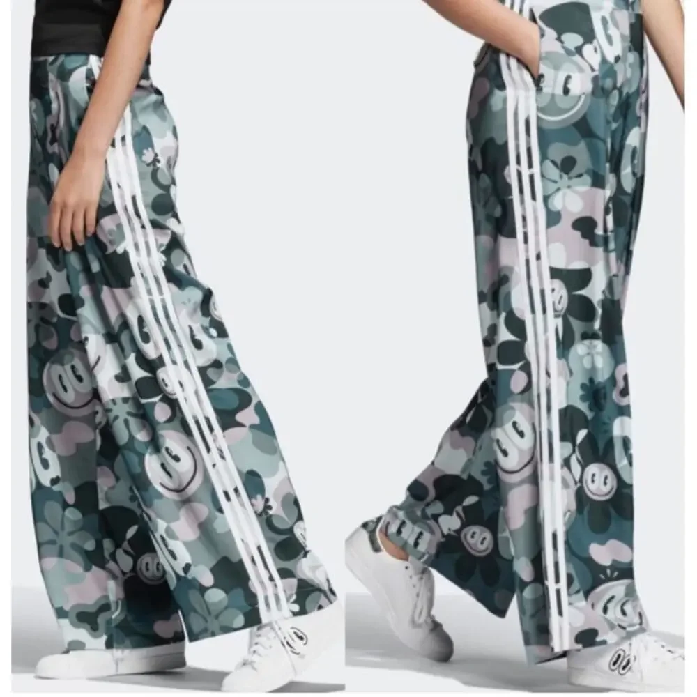 Adidas Originals X Hattie Stewart Wide Leg Track Pants XS Flare Cartoon Camo